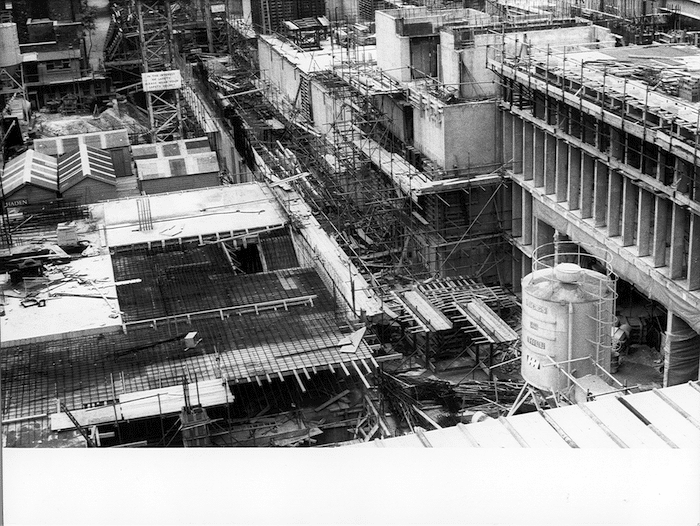 Bedford Way under construction 1972 brutalism