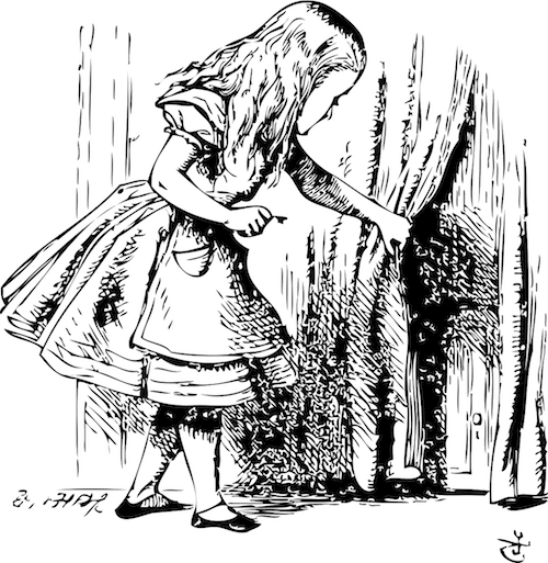 Alice in Wonderland illustration discovering secret event in london 