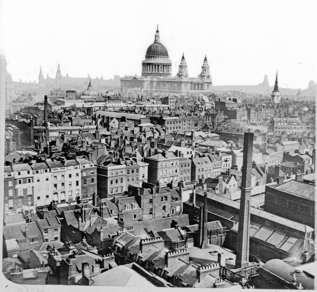 London skyline with St Pauls in 1800s