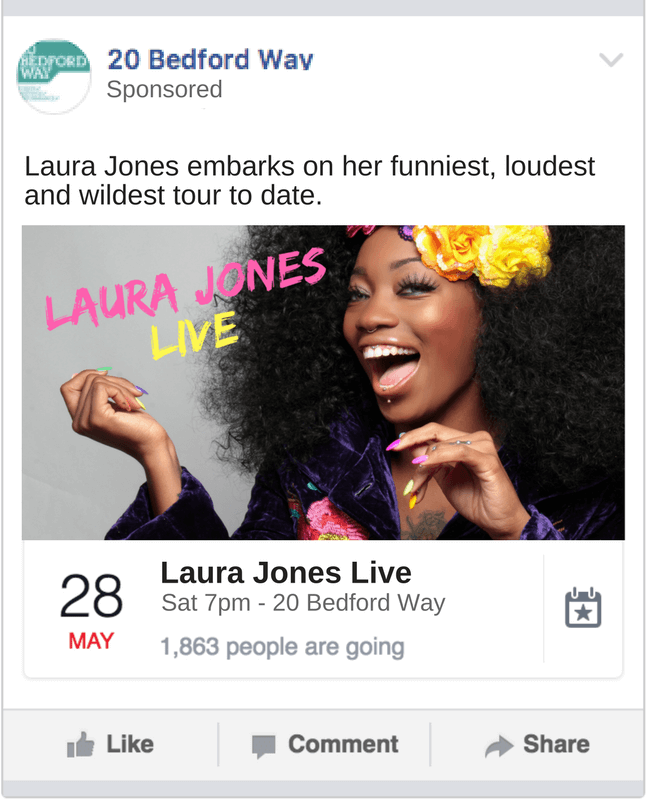Facebook Event Advert example