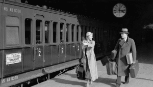 Couple Traveling by Train in 1912