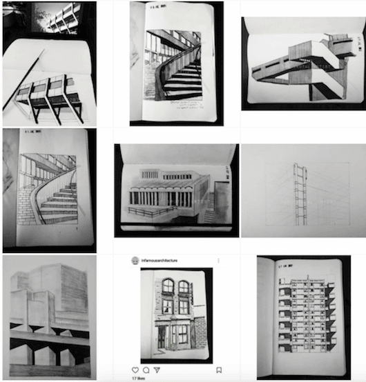 brutalist architecture drawings on Instagram