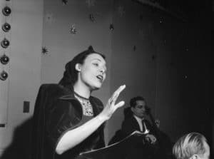 Woman speaking at a presentation